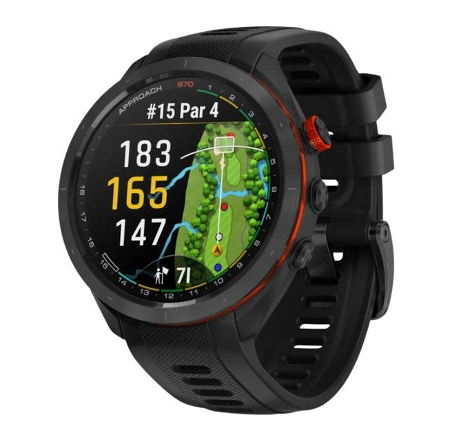 Garmin Approach® S70 - 47 mm, Black Ceramic Bezel with Black Silicone Band