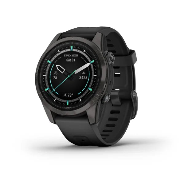 Garmin epix Pro (Gen 2) 42mm Sapphire Edition - Carbon Grey DLC titanium with black silicone band