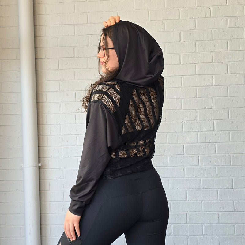 Sheer Throw-Over Hoodie