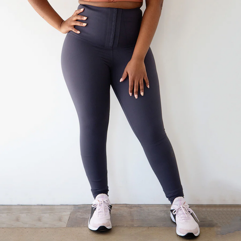 "STRONG" Tummy Tucker Tights | Grey Black