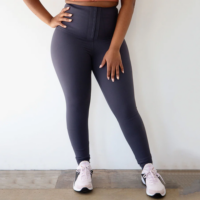 "STRONG" Tummy Tucker Tights | Grey Black