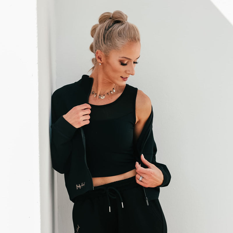 High-Collar Chic Jacket | Black