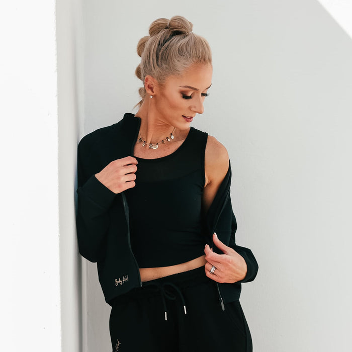 High-Collar Chic Jacket | Black