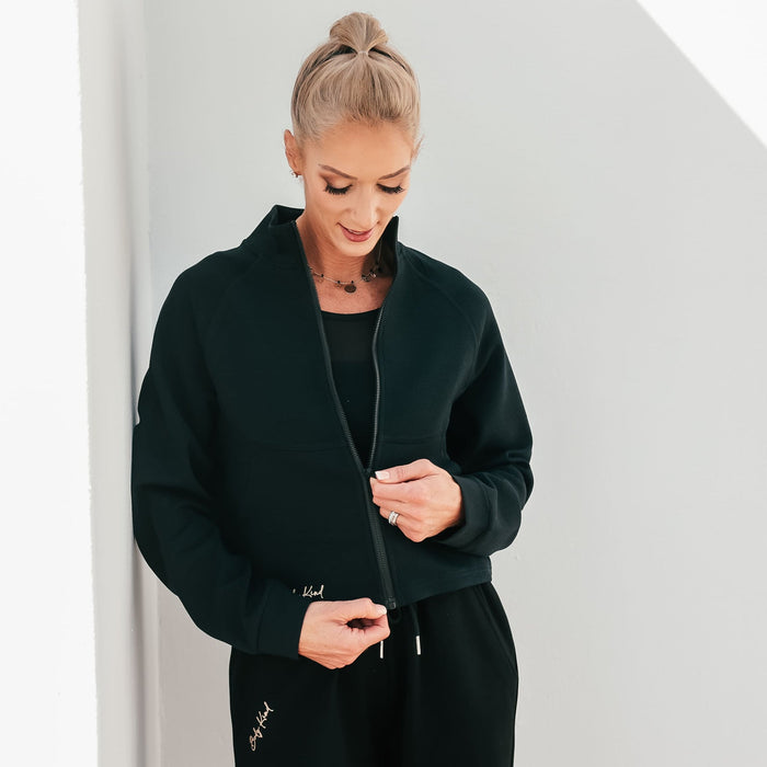 High-Collar Chic Jacket | Black