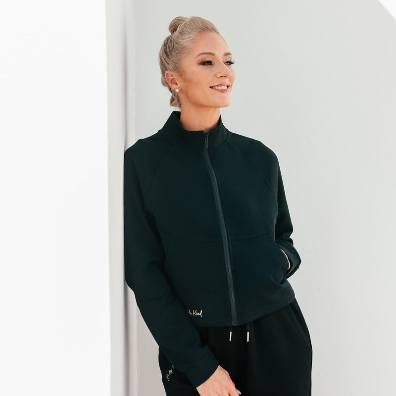 High-Collar Chic Jacket | Black