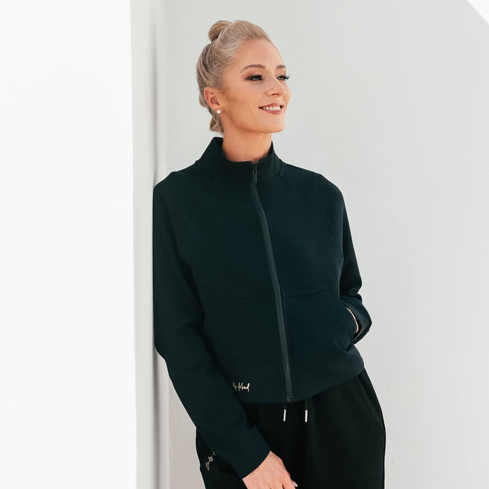 High-Collar Chic Jacket | Black