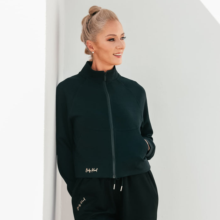 High-Collar Chic Jacket | Black