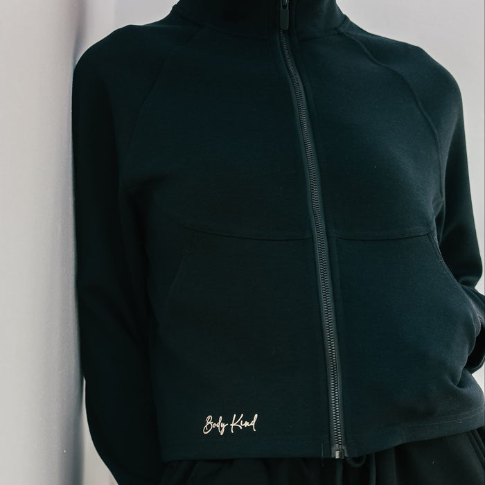 High-Collar Chic Jacket | Black