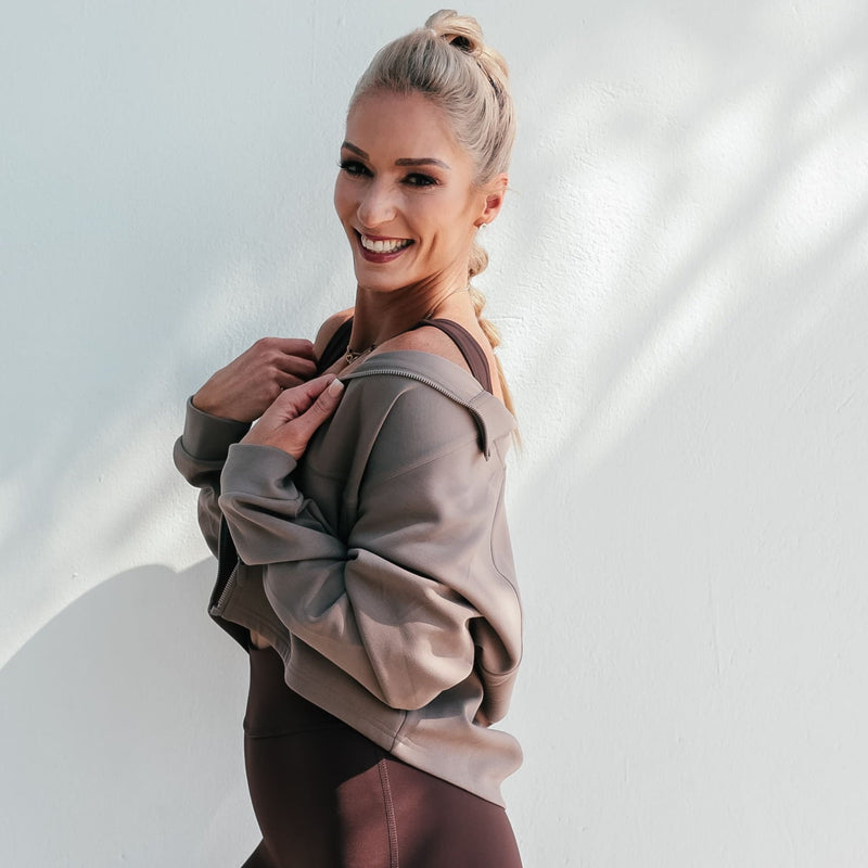 High-Collar Chic Jacket | Brown