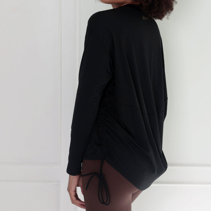 Lightweight Long Sleeve Top (Rouched) | Black