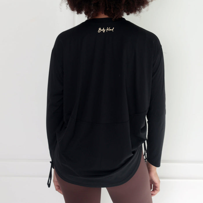 Lightweight Long Sleeve Top (Rouched) | Black