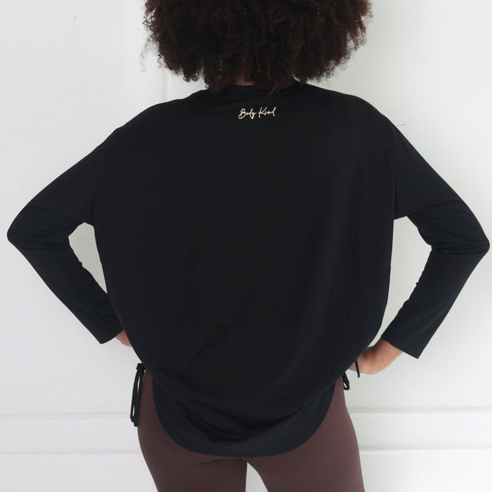 Lightweight Long Sleeve Top (Rouched) | Black