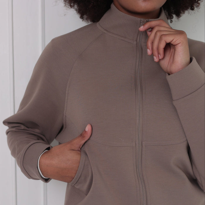 High-Collar Chic Jacket | Brown