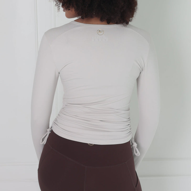 Side Sinch Long Sleeve Zipped Top | White