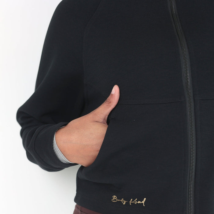 High-Collar Chic Jacket | Black