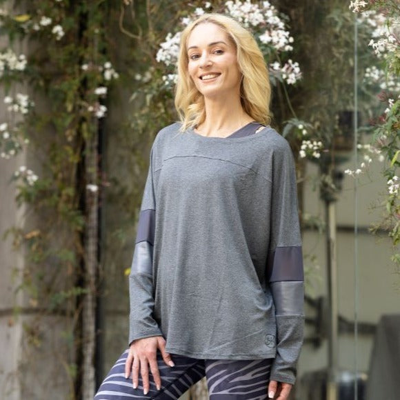 Ethereal Edge Long Sleeve Top | Charcoal