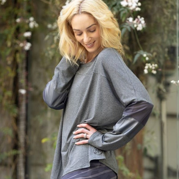 Ethereal Edge Long Sleeve Top | Charcoal