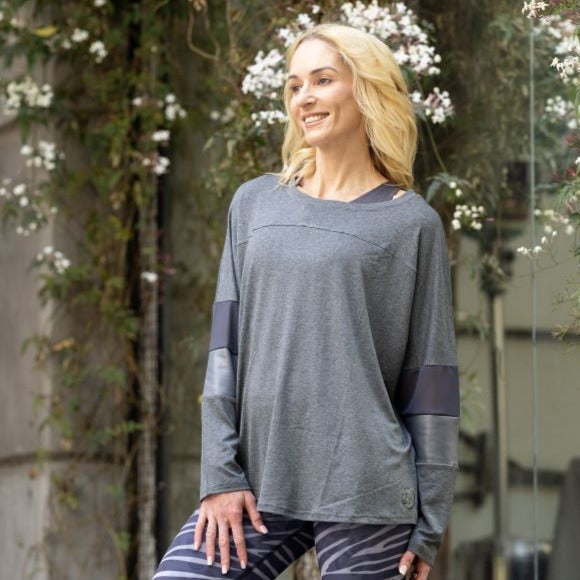 Ethereal Edge Long Sleeve Top | Charcoal