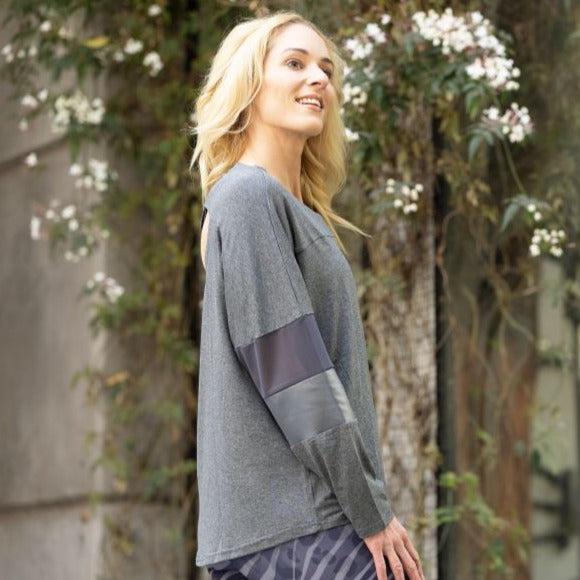 Ethereal Edge Long Sleeve Top | Charcoal
