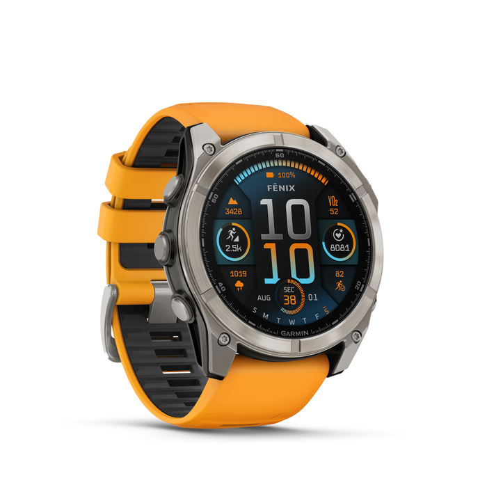 Fenix 8 – 51 mm, AMOLED, Sapphire Titanium with Spark Orange/Graphite Silicon Band