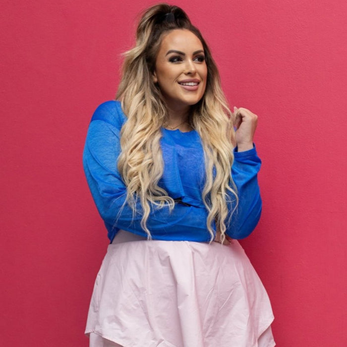 Sheer Elegance Crop Top | Blue