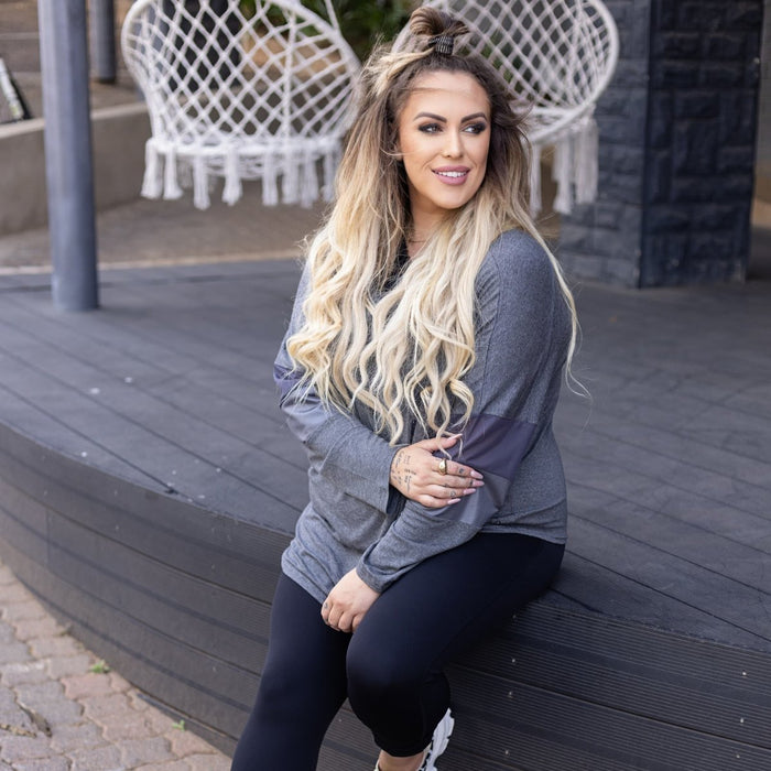 Ethereal Edge Long Sleeve Top | Charcoal