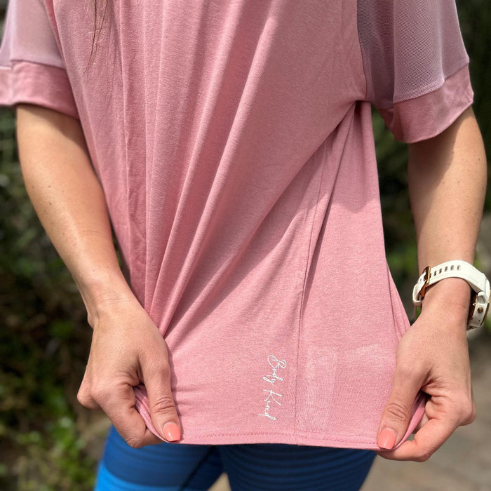 V-Shape Sheer Glam Top | Dusty Pink