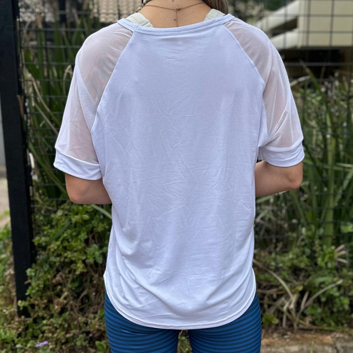 V-Shape Sheer Glam Top | White