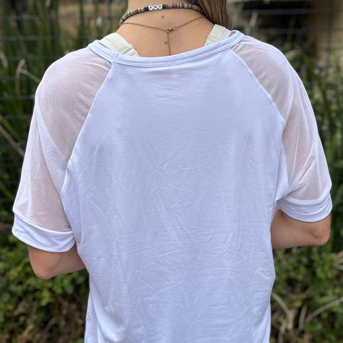 V-Shape Sheer Glam Top | White