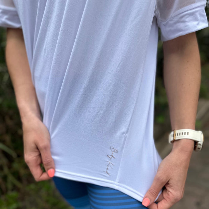 V-Shape Sheer Glam Top | White