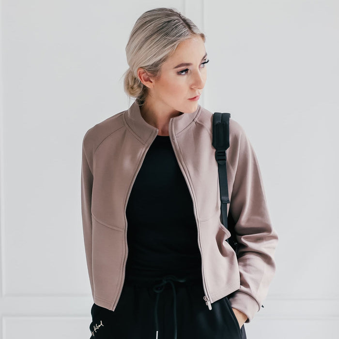 High-Collar Chic Jacket | Brown