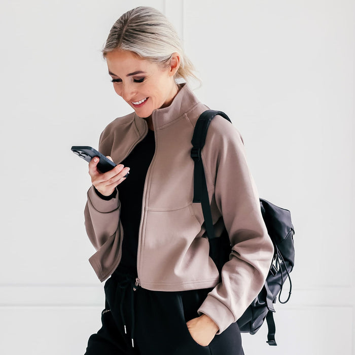 High-Collar Chic Jacket | Brown
