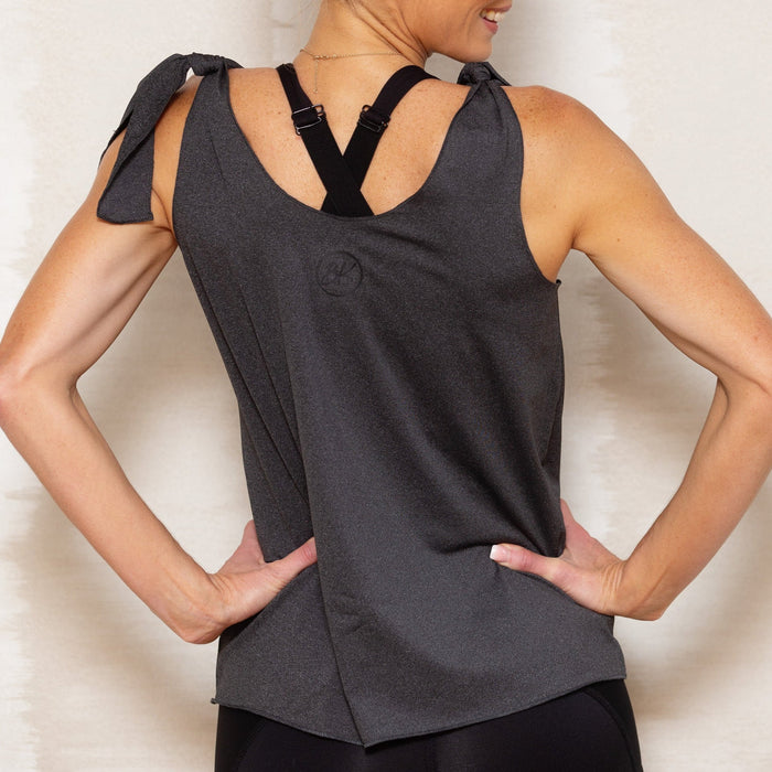 V-Neck Shoulder Knot Top | Grey