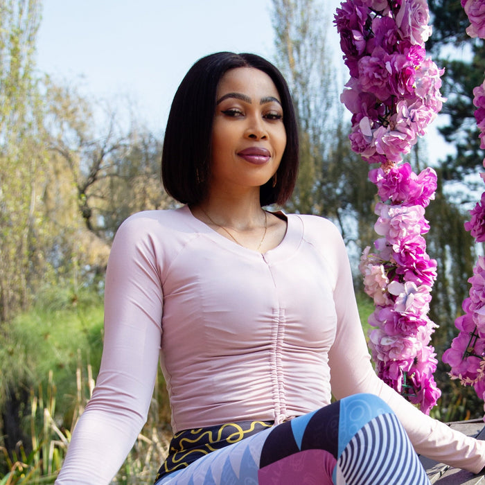 Front Sinch Long Sleeve Zipped Top | Pink