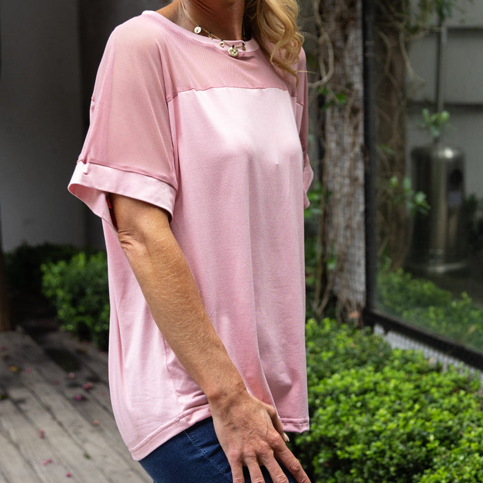 Sheer Glam Top 2.0 | Dusty Pink