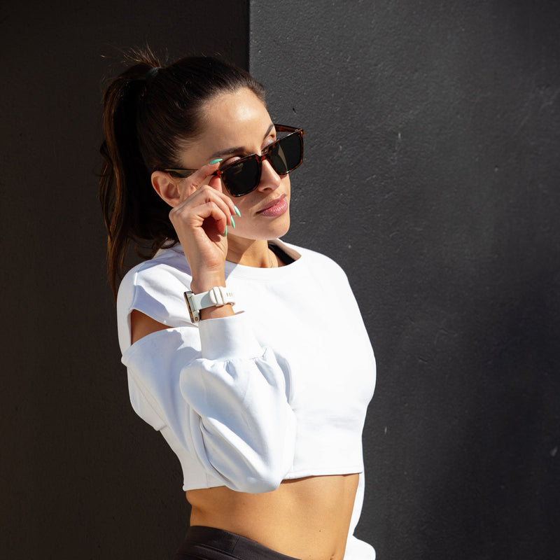 Tulip Crop Sweater | White
