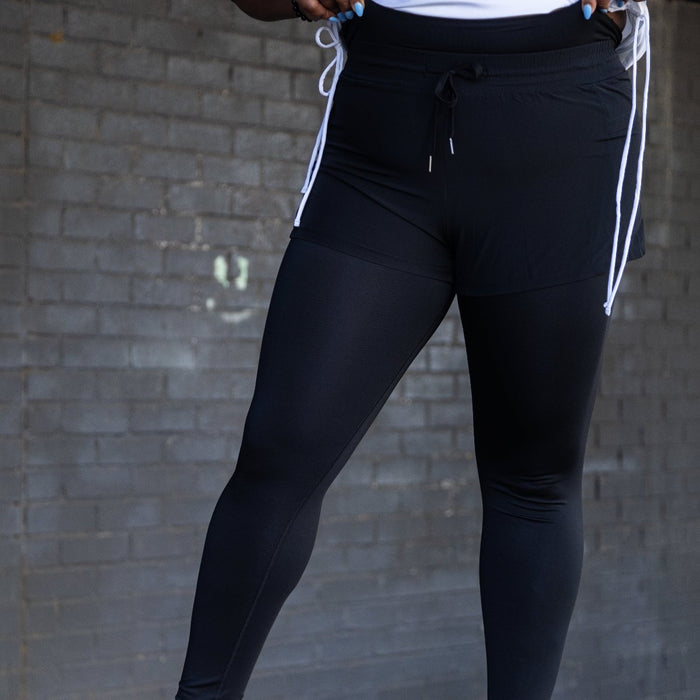 2-in-1 Drawstring Bottoms | Black