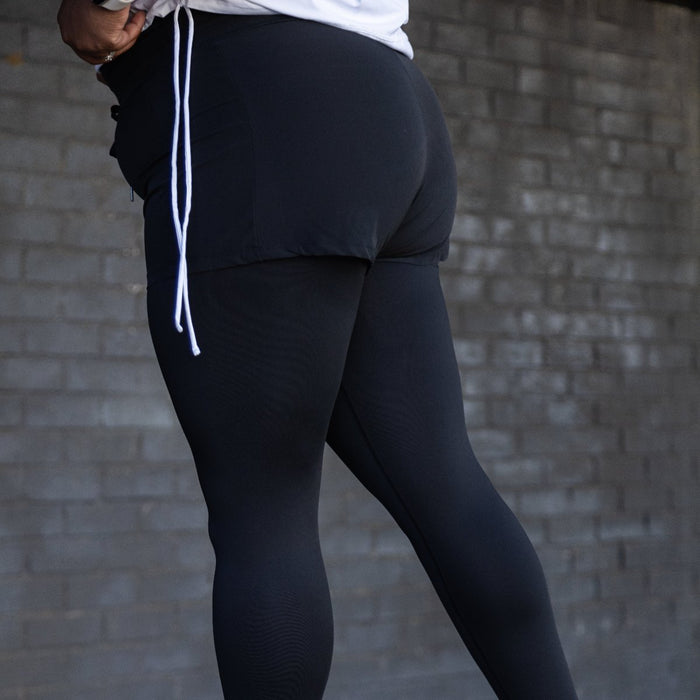 2-in-1 Drawstring Bottoms | Black