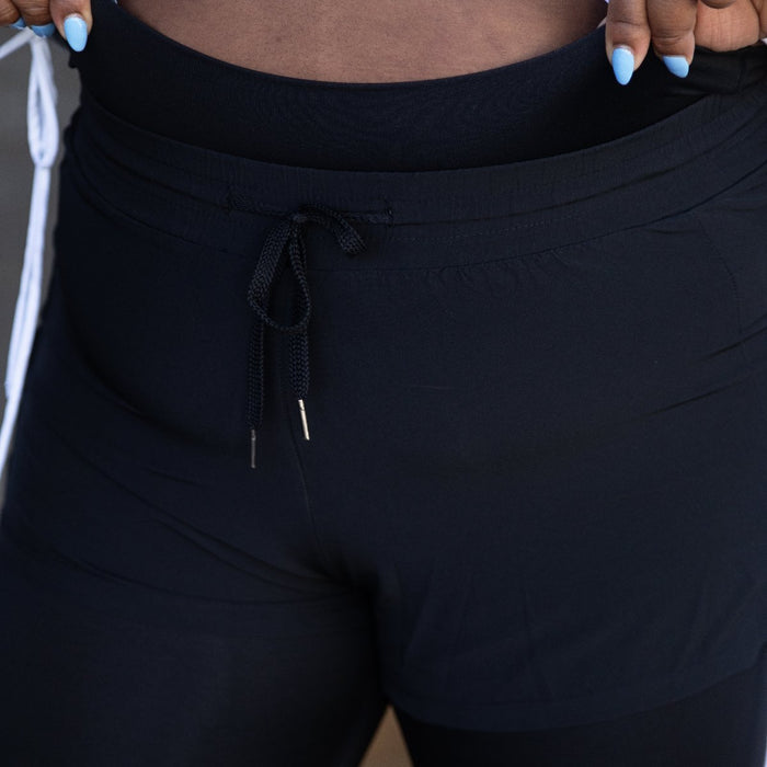 2-in-1 Drawstring Bottoms | Black