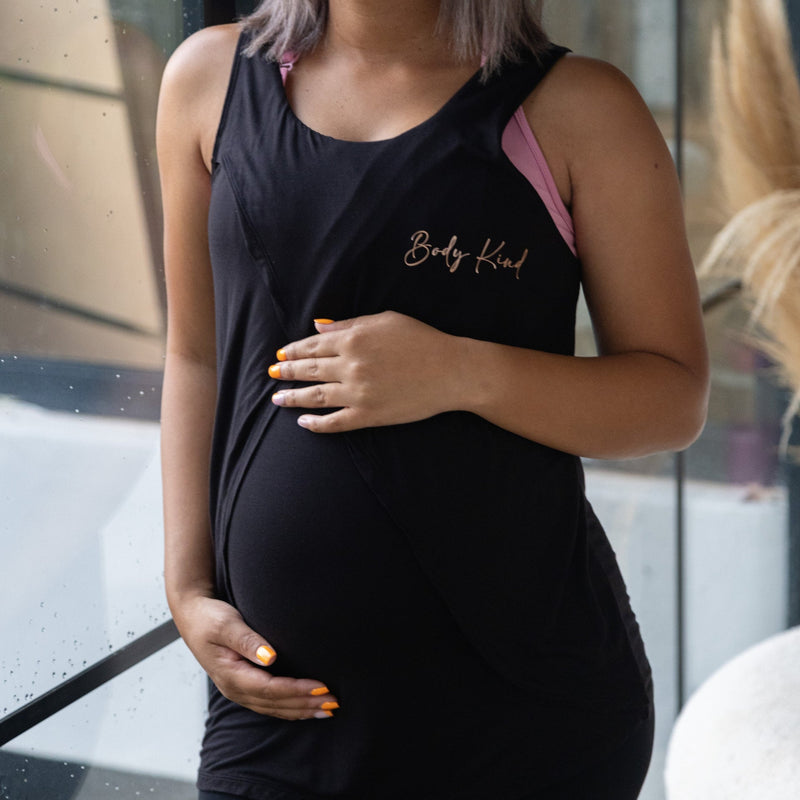 Overlap Wrap Tank Top | Black