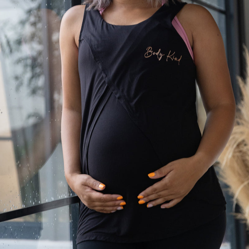 Overlap Wrap Tank Top | Black