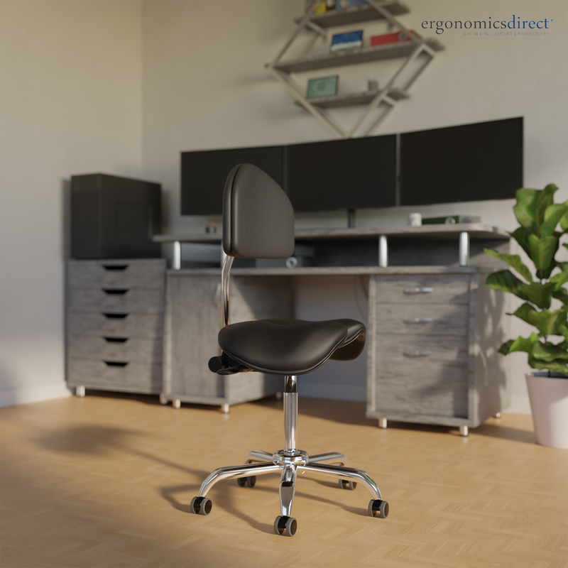 Ergo Split Seat Saddle Chair with Seat Tilt and Backrest