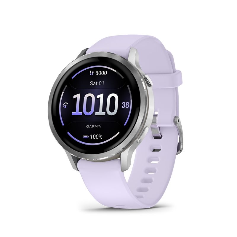 Garmin Venu 4 - 41mm Silver with Periwinkle Silicone Band