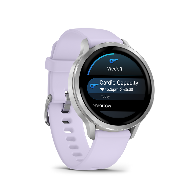 Garmin Venu 4 - 41mm Silver with Periwinkle Silicone Band