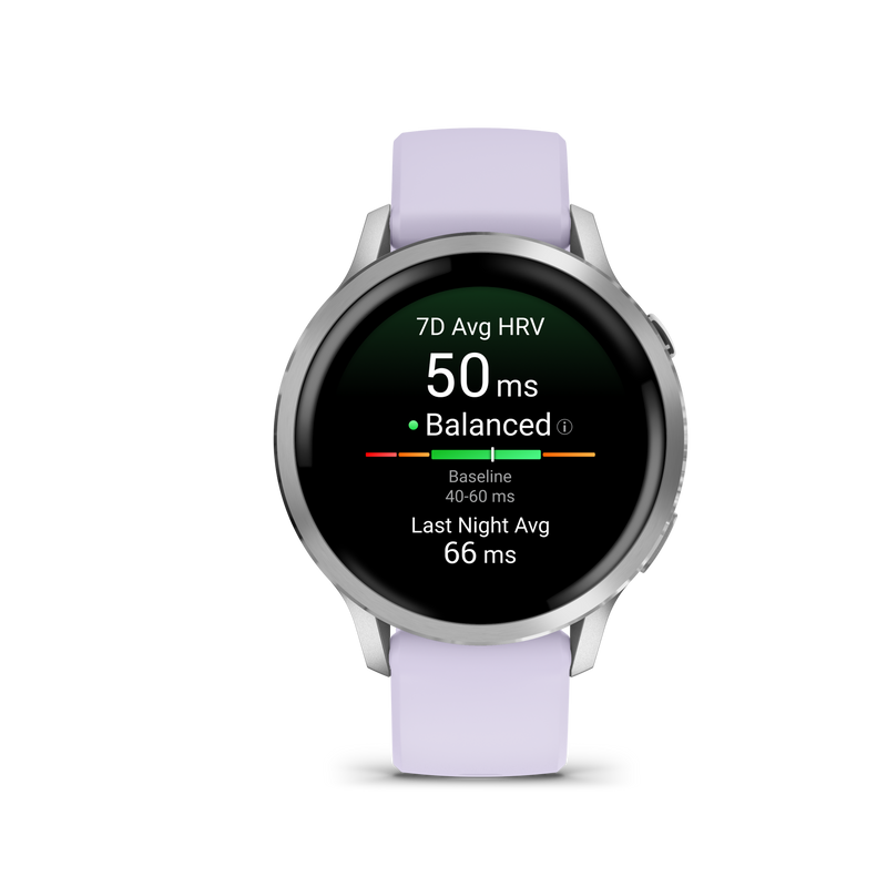 Garmin Venu 4 - 41mm Silver with Periwinkle Silicone Band