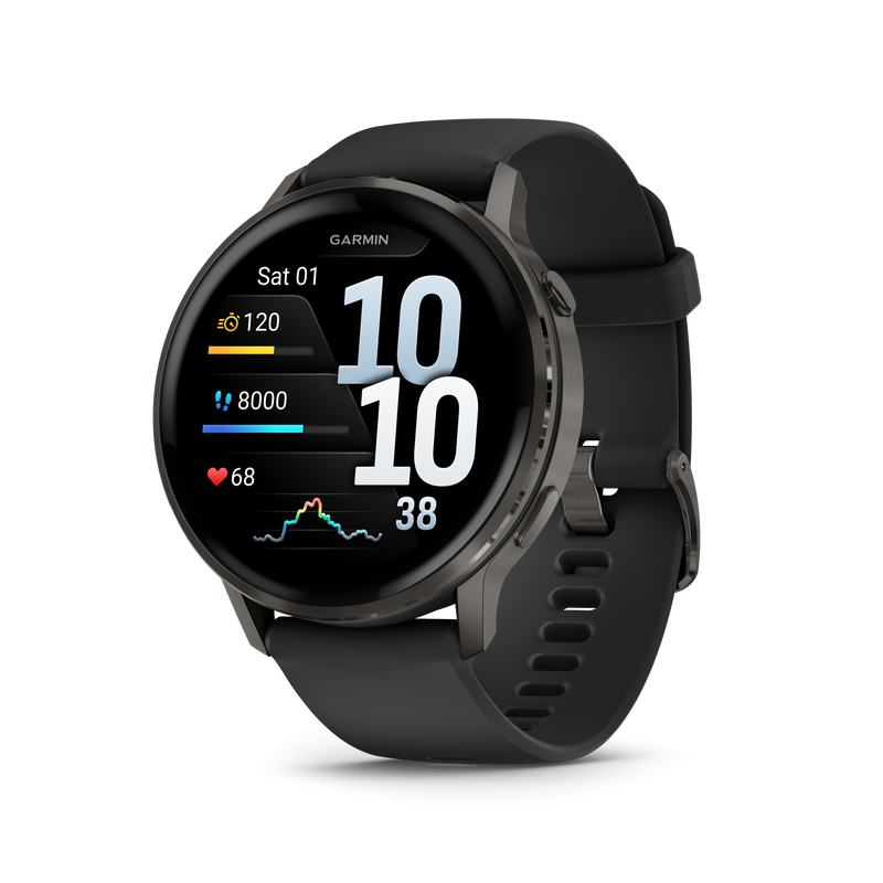 Garmin Venu® 4 - 45 mm Slate with Black Silicone Band