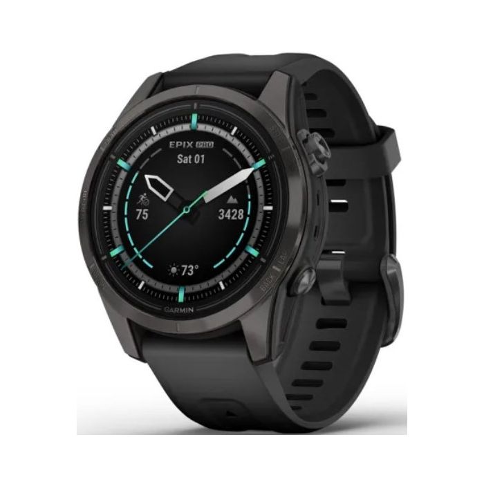 Garmin epix Pro (Gen 2) 47mm Sapphire Edition - Carbon Grey DLC titanium with black silicone band