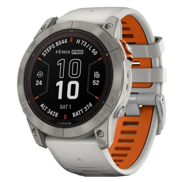 Garmin fēnix® 7X – Sapphire Solar Edition, Titanium with Chestnut Leather Band and Graphite Silicone Band