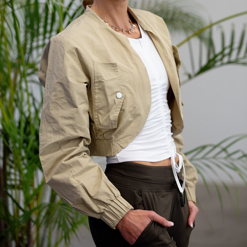 Curve Crop Jacket | Tan