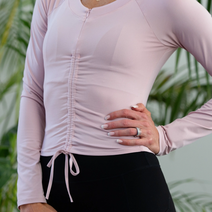 Front Sinch Long Sleeve Zipped Top | Pink
